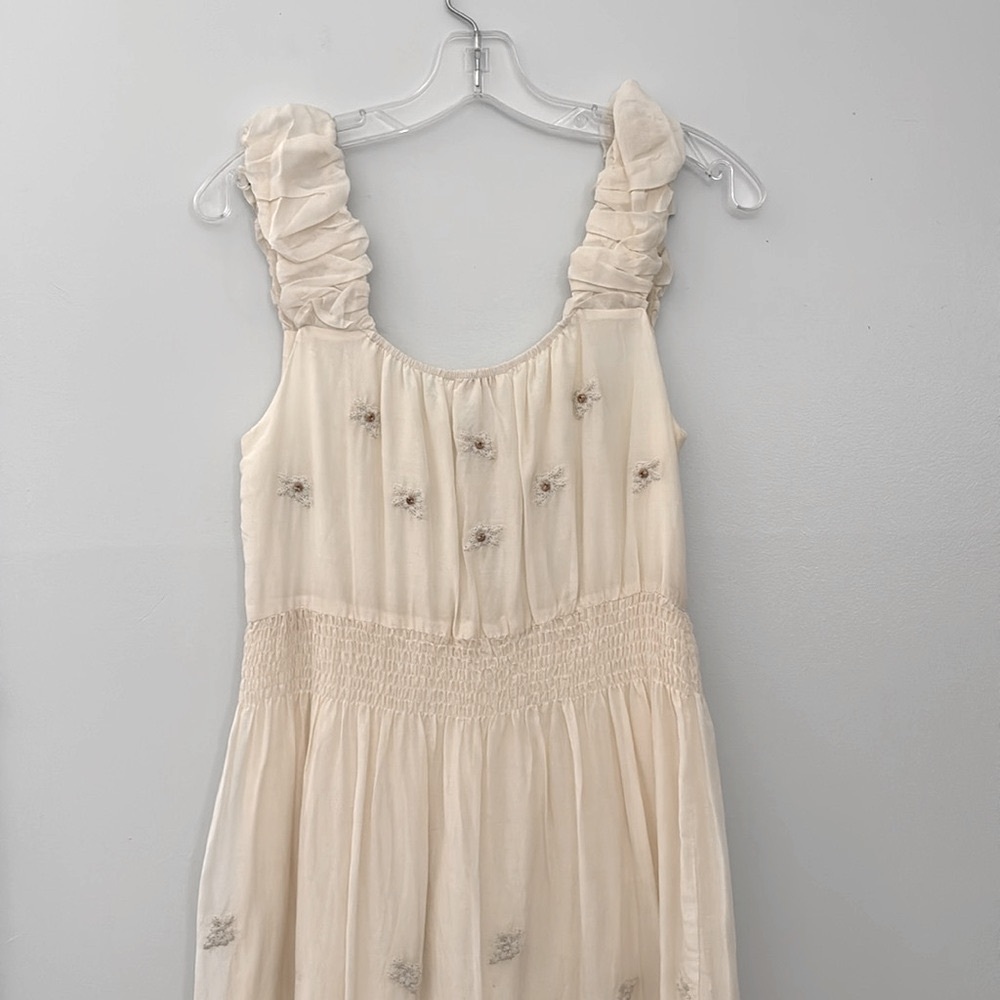 Sundance Ivory boho embroidered flowers crochet Sleeveless Dress Size‎ M NWOT - Picture 7 of 13